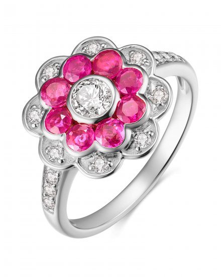FLORAL STYLE RUBY DIAMOND RING (TR3521)